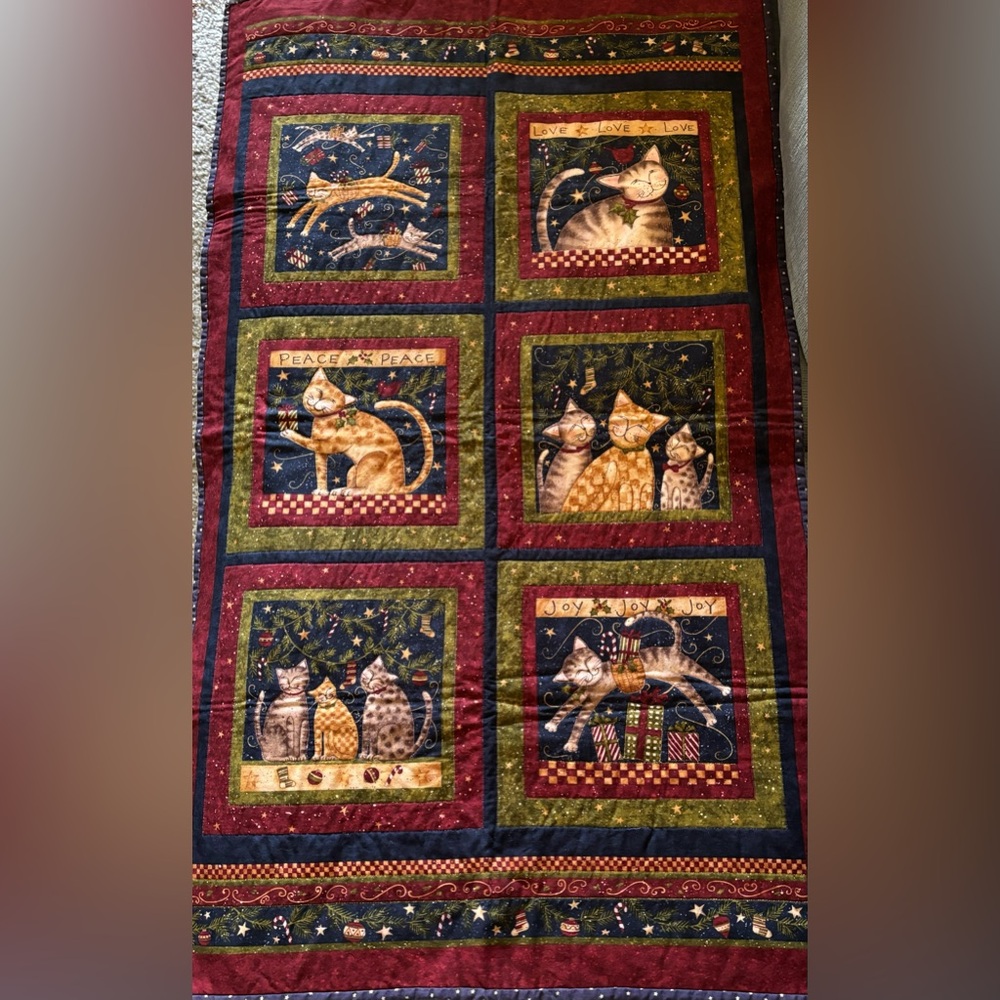 Handmade Kitty Cat Multicolored Tapestry